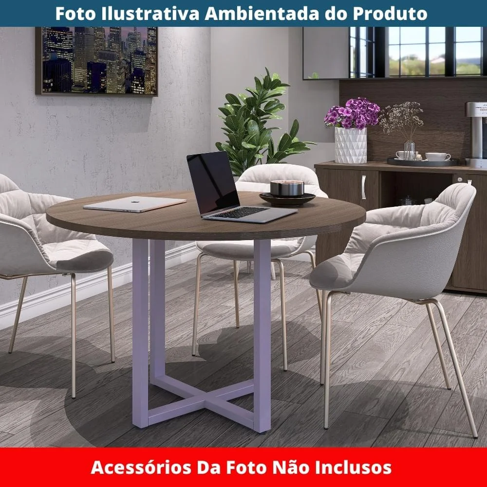 Imagem 3 de 5 do produto Mesa De Reunião P25 Pandin Walnut C/ Pé Lilás