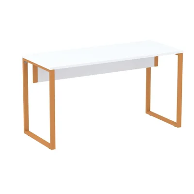 Mesa Escritório 120cm Branco Pé Laranja