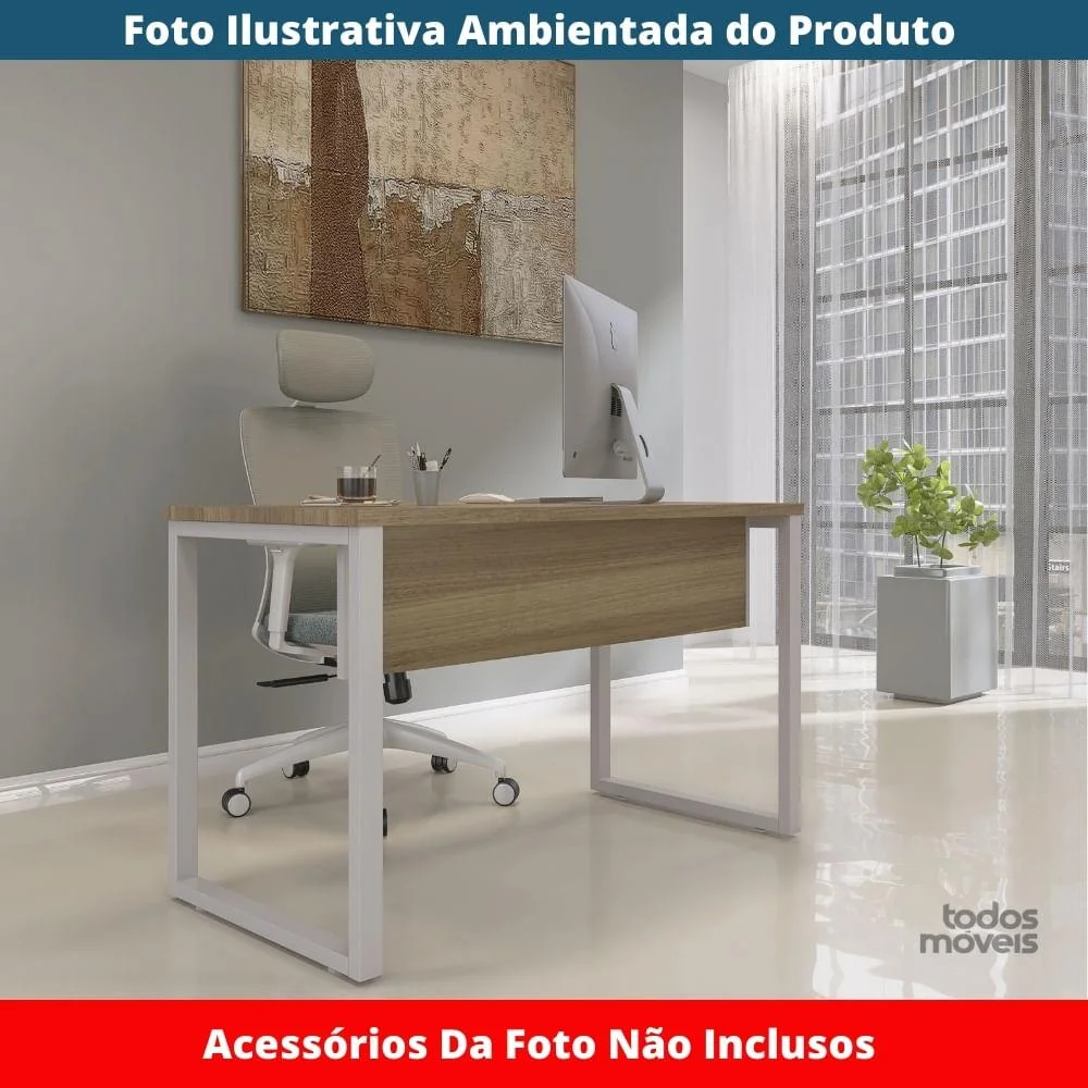 Imagem 3 de 5 do produto Mesa Escritório P25 Noce Naturalle C/ Pé Cinza