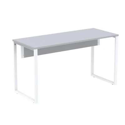 Mesa Escritório 120cm Cinza Pé Branco