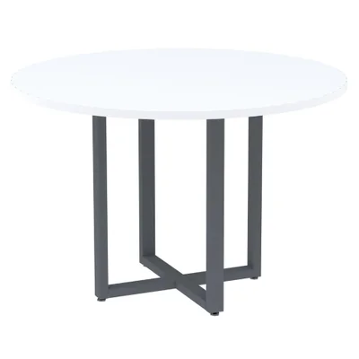 Mesa De Reunião P25 Pandin Branco C/ Pé Grafito
