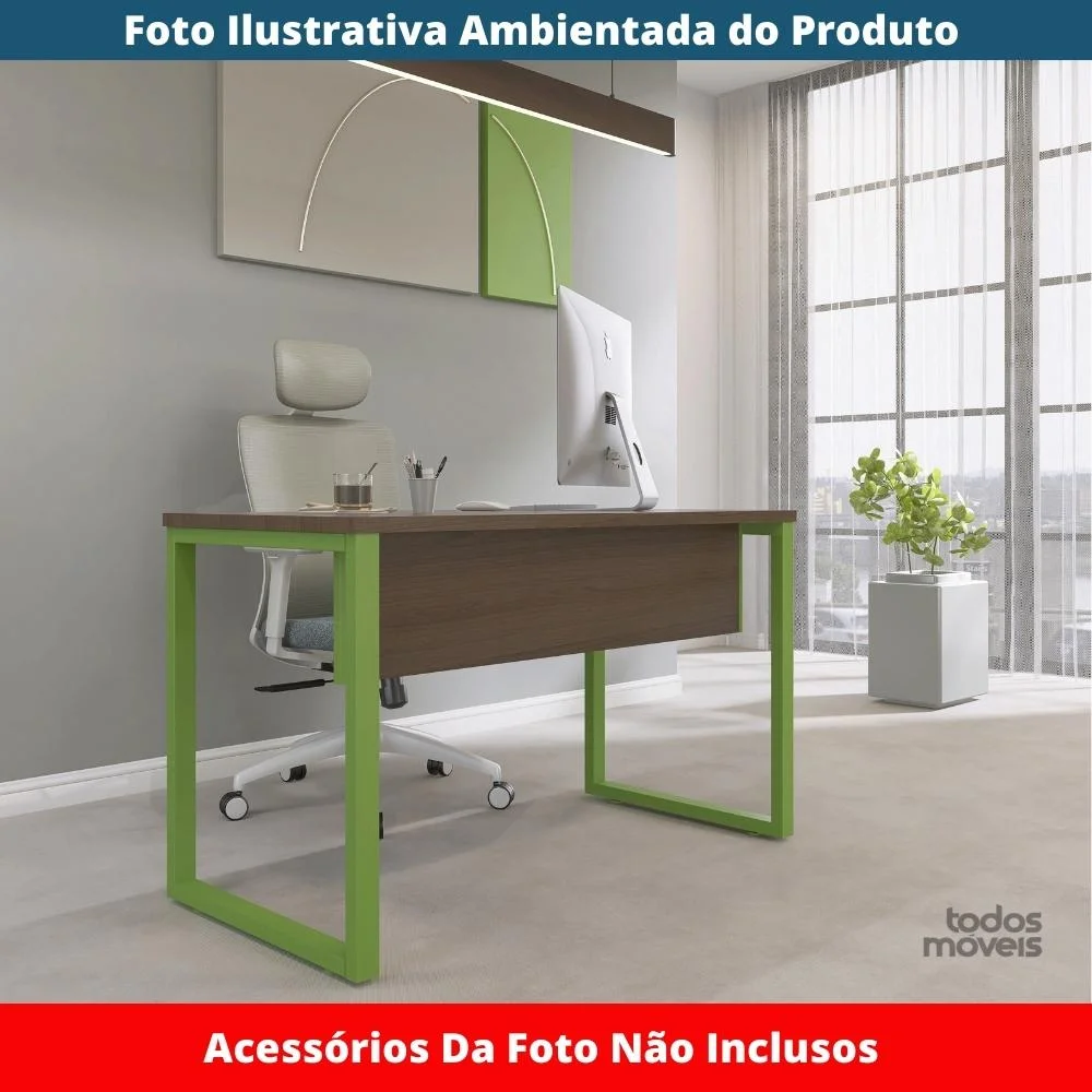 Imagem 3 de 5 do produto Mesa Escritório P25 Walnut C/ Pé Verde Mirô