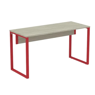 Mesa Escritório P25 Casablanca C/ Pé Vermelho