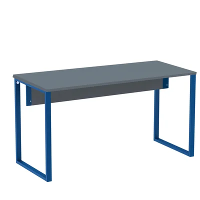 Mesa Escritório 120cm Grafito Pé Azul Del Rey