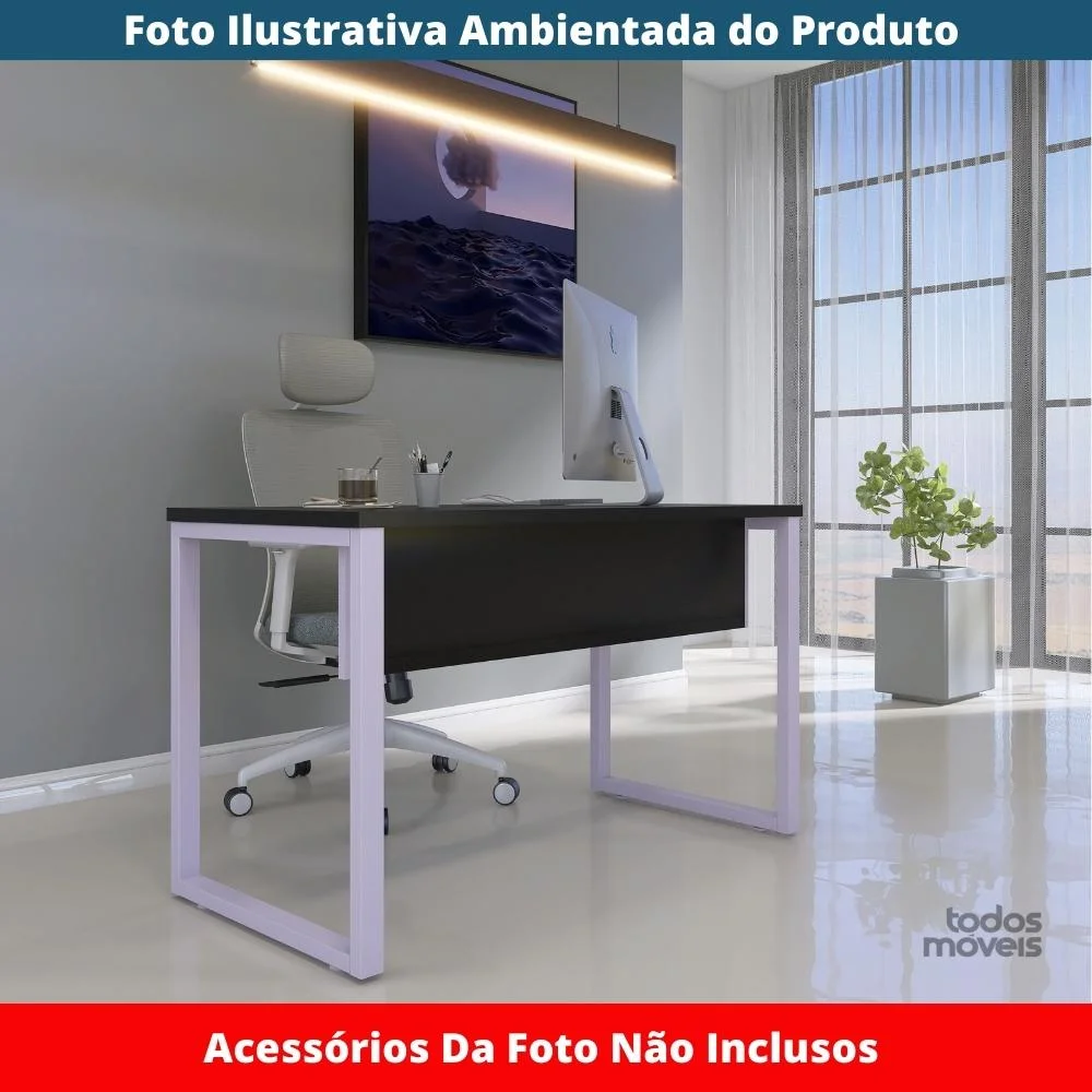 Imagem 3 de 5 do produto Mesa Escritório P25 Preto C/ Pé Lilás