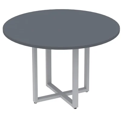 Mesa De Reunião P25 Pandin Grafito C/ Pé Cinza