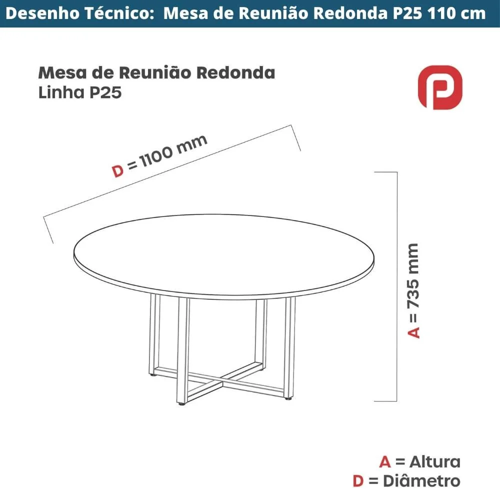 Imagem 5 de 5 do produto Mesa De Reunião P25 Pandin Grafito C/ Pé Cinza