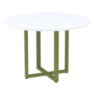 Mesa De Reunião P25 Pandin Branco C/ Pé Verde Mirô