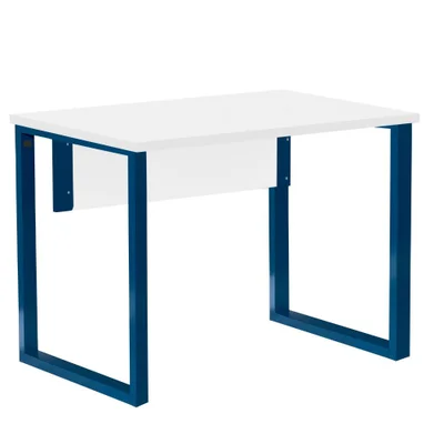 Mesa Escritório P25 90cm Branco C/ Pé Azul Del Rey
