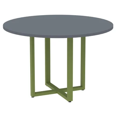 Mesa De Reunião P25 Pandin Grafito C/ Pé Verde Mirô