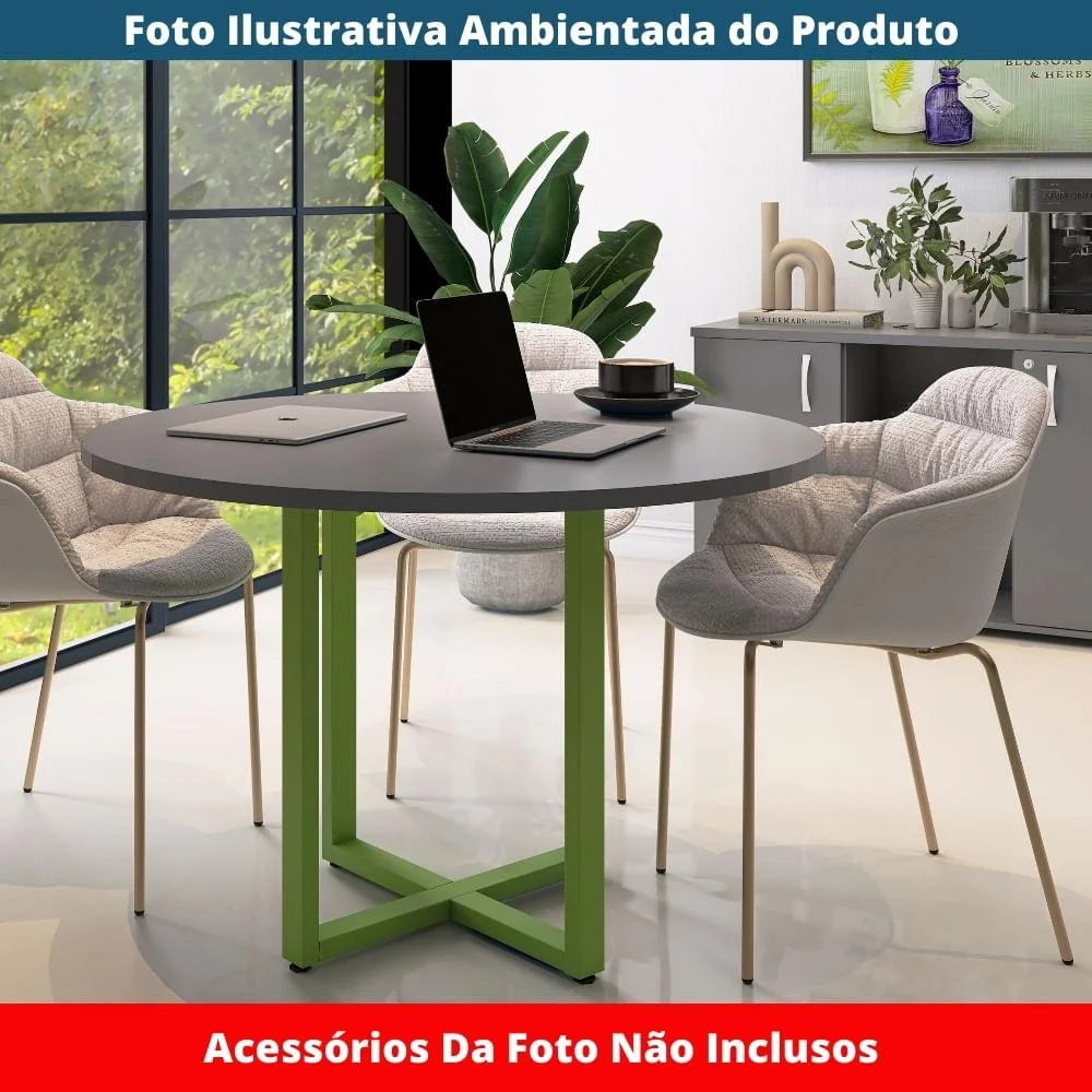 Imagem 3 de 5 do produto Mesa De Reunião P25 Pandin Grafito C/ Pé Verde Mirô