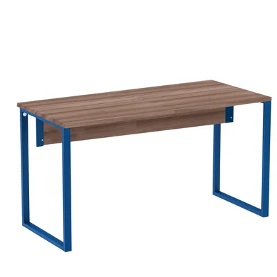 Mesa Escritório P25 Walnut C/ Pé Azul Del Rey