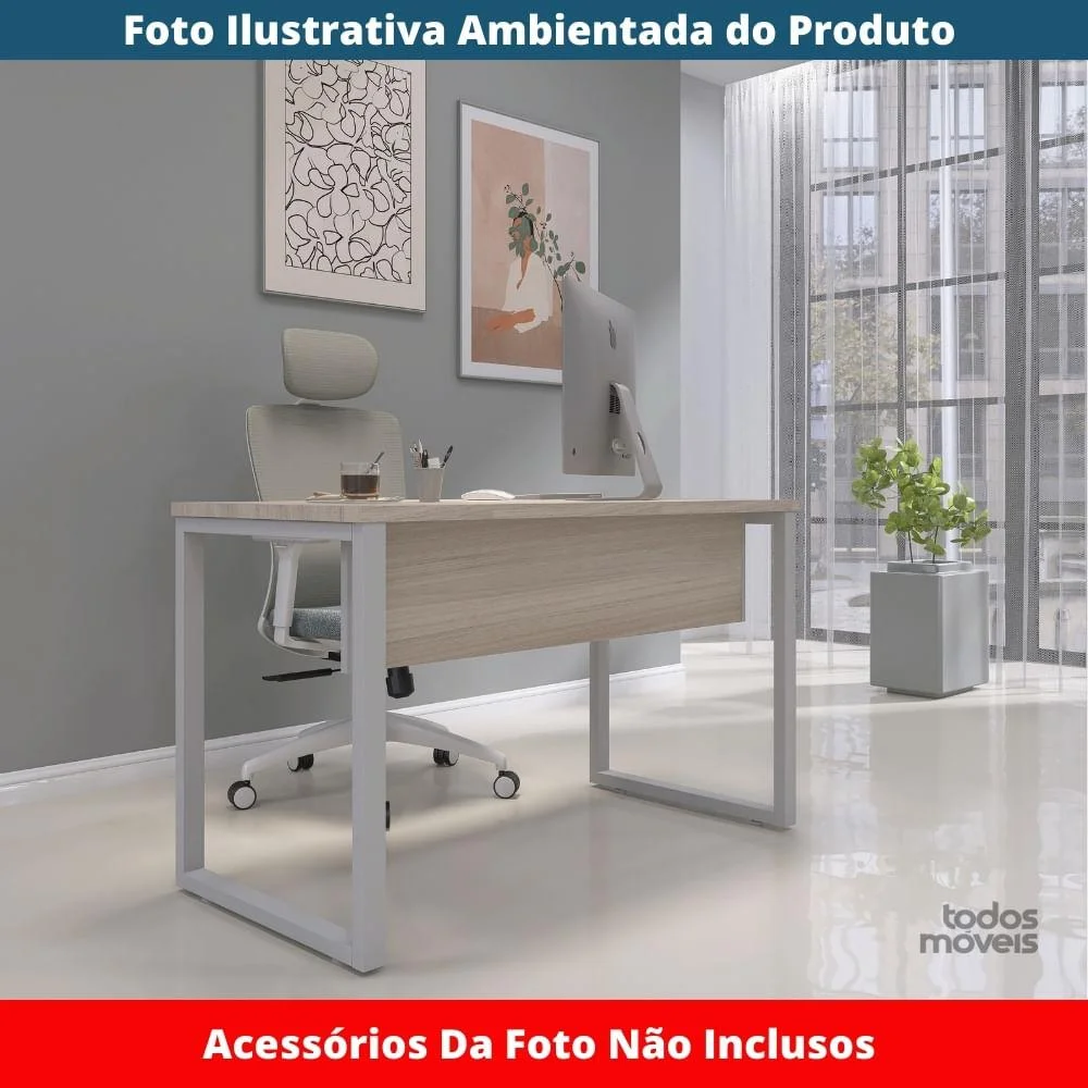 Imagem 4 de 5 do produto Mesa Escritório 90cm Casablanca Pé Cinza