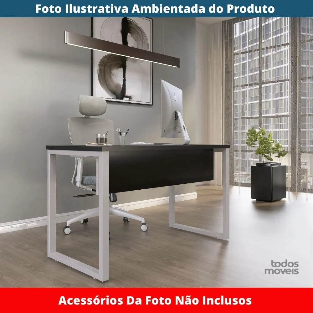 Imagem 3 de 5 do produto Mesa Escritório P25 Preto C/ Pé Cinza