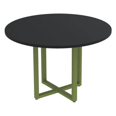 Mesa De Reunião P25 Pandin Preto C/ Pé Verde Mirô