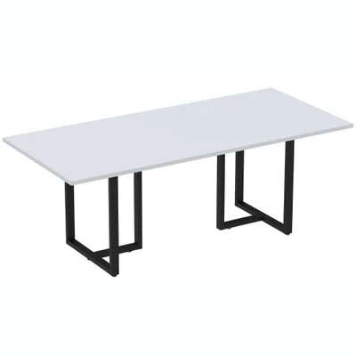 Mesa Reunião 200x90cm Tubular Cinza Preta