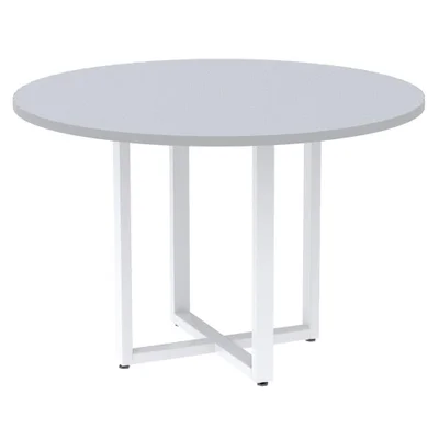 Mesa De Reunião P25 Pandin Cinza C/ Pé Branco