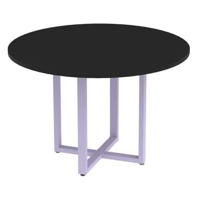 Mesa De Reunião P25 Pandin Preto C/ Pé Lilás