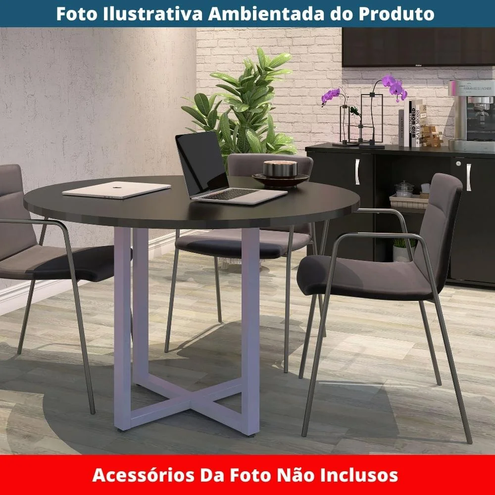 Imagem 3 de 5 do produto Mesa De Reunião P25 Pandin Preto C/ Pé Lilás