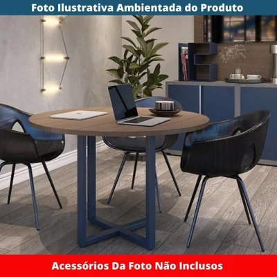 Mesa De Reunião P25 Pandin Walnut C/ Pé Azul Del Rey — foto 3