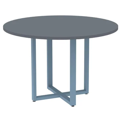 Mesa De Reunião P25 Pandin Grafito C/ Pé Azul Dali