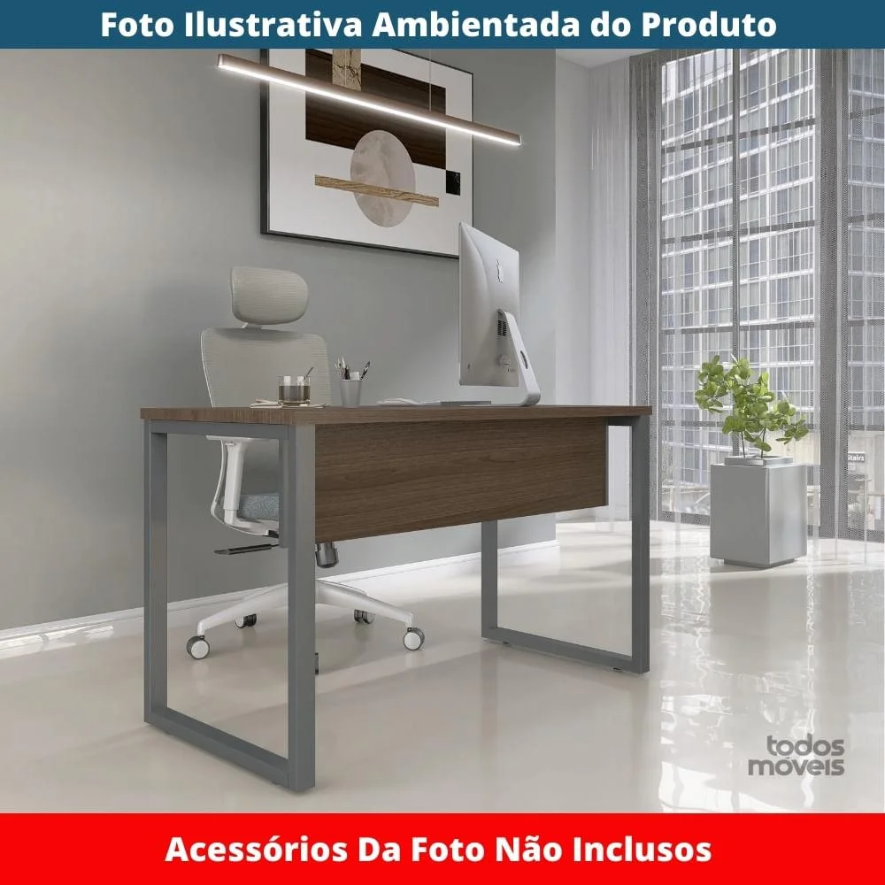 Imagem 3 de 5 do produto Mesa Escritório P25 Walnut C/ Pé Grafito