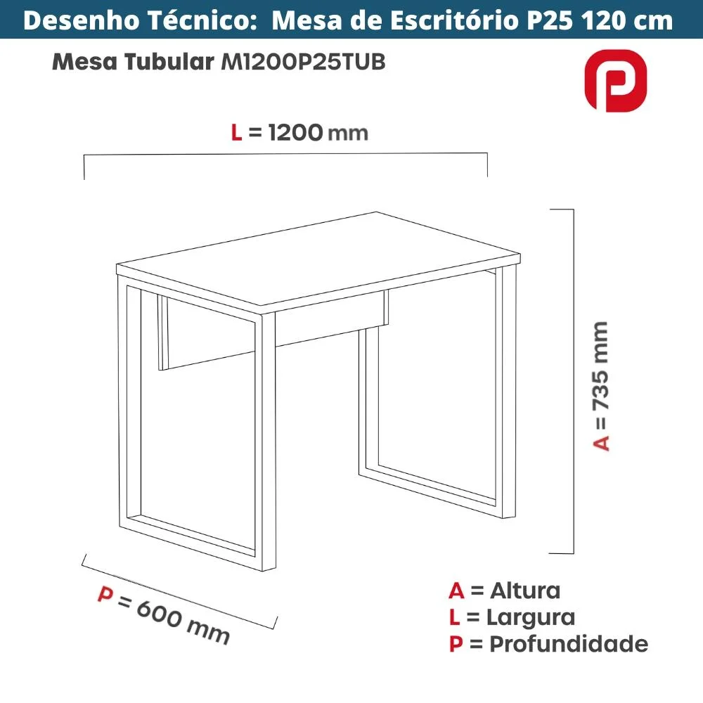 Imagem 2 de 5 do produto Mesa Escritório P25 Casablanca C/ Pé Grafito