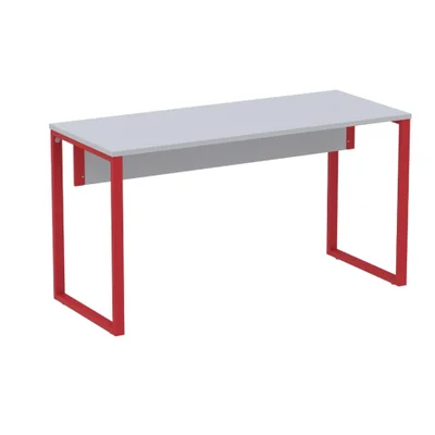 Mesa Escritório P25 Cinza C/ Pé Vermelho