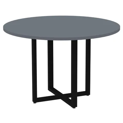 Mesa De Reunião P25 Pandin Grafito C/ Pé Preto