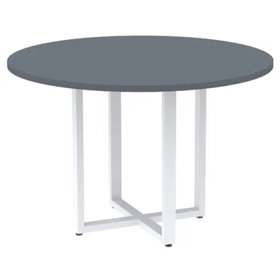 Mesa De Reunião P25 Pandin Grafito C/ Pé Branco