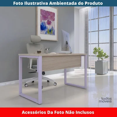 Mesa Escritório P25 Pandin Casablanca Pé Aço Lilás — foto 6