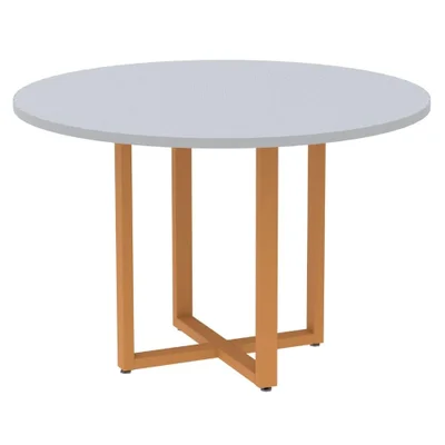 Mesa De Reunião P25 Pandin Cinza C/ Pé Laranja