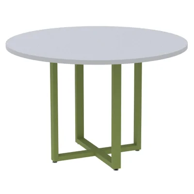 Mesa De Reunião P25 Pandin Cinza C/ Pé Verde Mirô