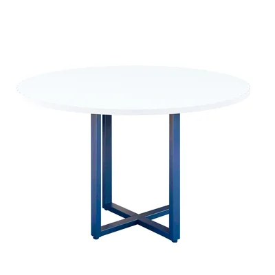 Mesa De Reunião P25 Pandin Branco C/ Pé Azul Del Rey