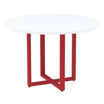 Mesa De Reunião P25 Pandin Branco C/ Pé Vermelho