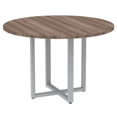 Mesa De Reunião P25 Pandin Walnut C/ Pé Cinza
