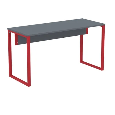 Mesa Escritório P25 Grafito C/ Pé Vermelho