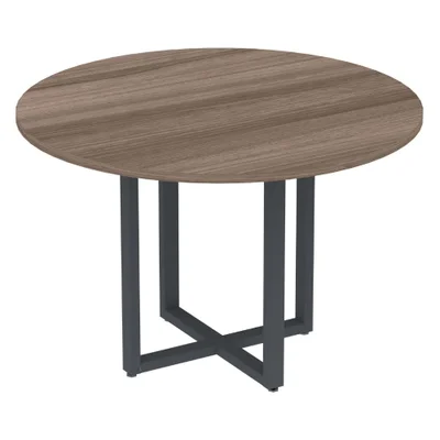 Mesa De Reunião P25 Pandin Walnut C/ Pé Grafito