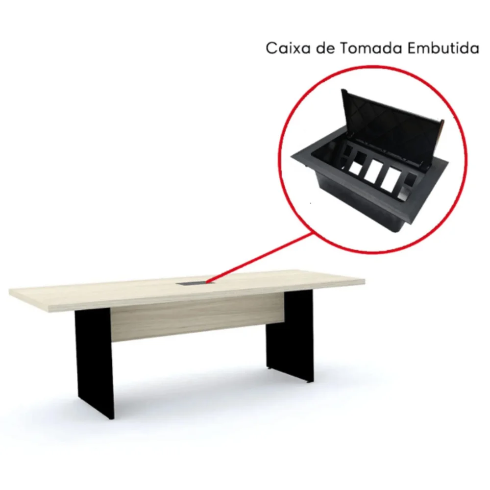 Imagem 3 de 3 do produto Mesa Reunião 200x90cm Casablanca C/ Cx Tomada