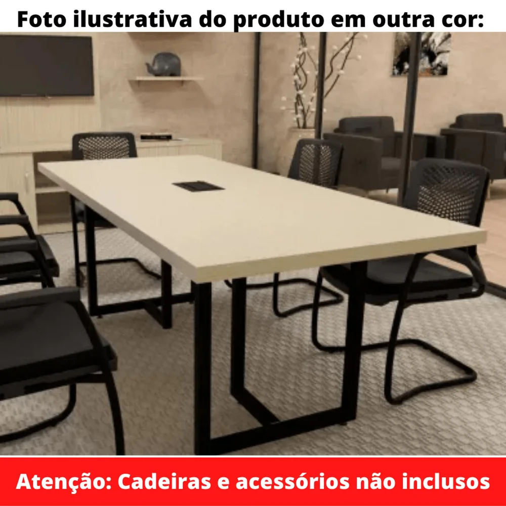 Imagem 4 de 5 do produto Mesa Reunião 260cm Caixa Tomada Casablanca Preta