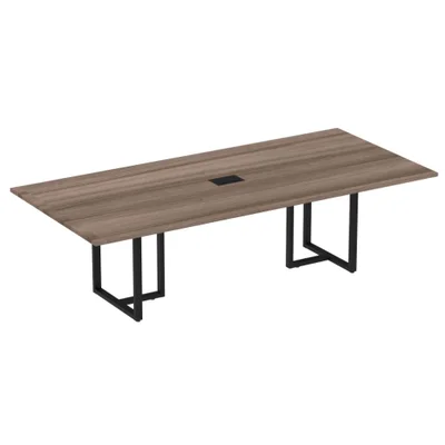 Mesa Reunião 260cm Caixa Tomada Walnut Preta
