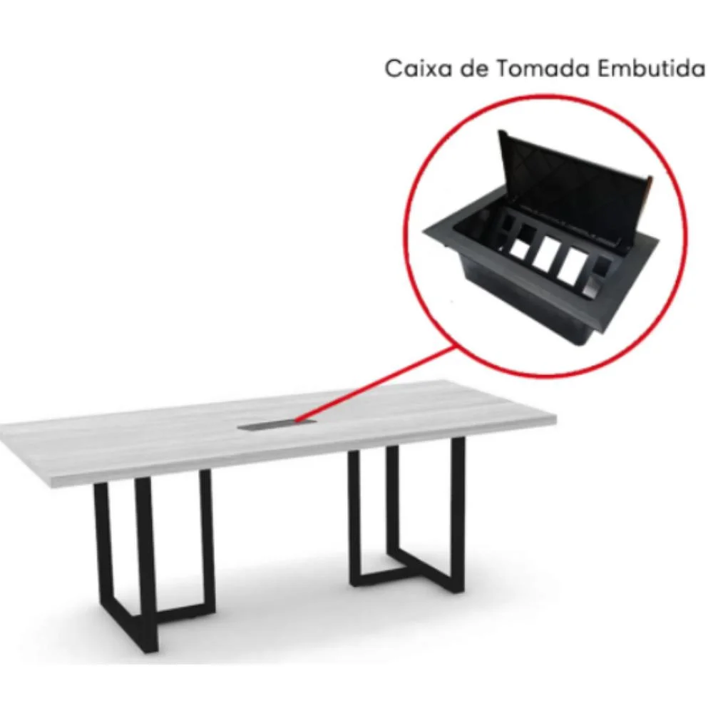 Imagem 3 de 3 do produto Mesa Reunião 200x90cm C/ Cx Tomada Noce