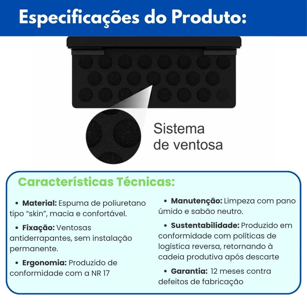 Imagem 2 de 3 do produto Apoio De Punho Para Antebraço - Quebra Quina 50 Cm