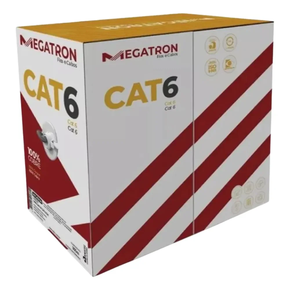 Imagem 3 de 4 do produto Cabo De Rede Megatron Cat6 305m U/utp CM 23 AWG 4 Pares Branco