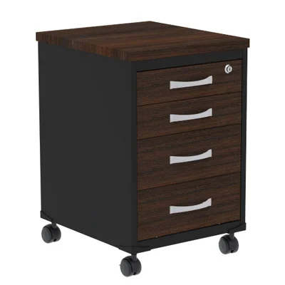 Gaveteiro Volante Pandin Aço Com Tampo Walnut Preto