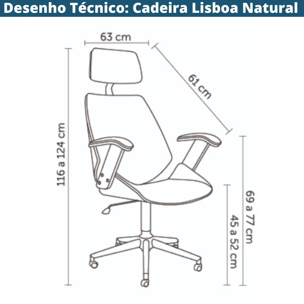 Imagem 2 de 5 do produto Cadeira Escritório Lisboa Pu Preto Base Cromada