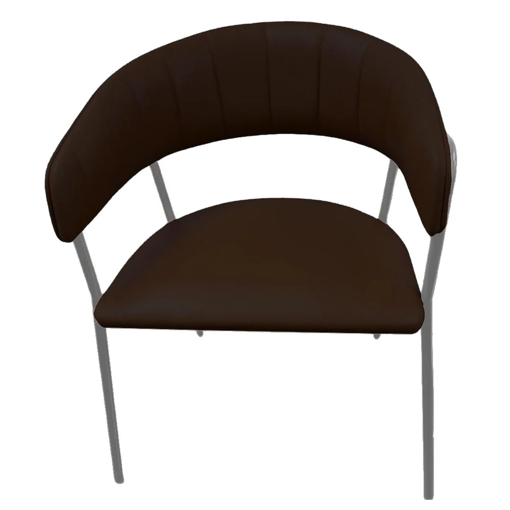 Imagem 3 de 5 do produto Cadeira Braços Psg Móveis Estofada Café Base Aço Prata