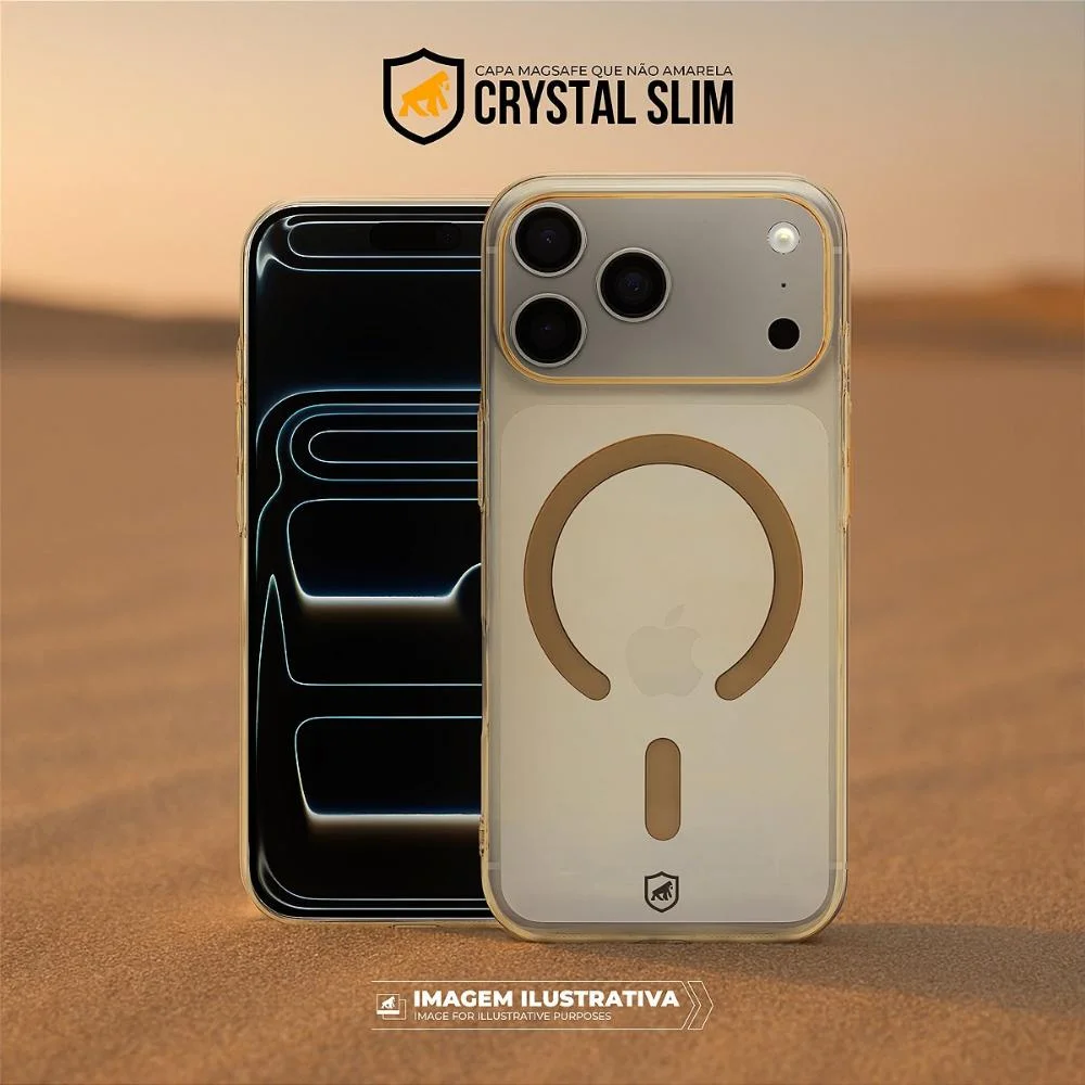 Imagem 2 de 5 do produto Capa Case Capinha Para Iphone 17 Pro Max - Crystal Slim Magsafe - Não Amarela - Desert - Gshield
