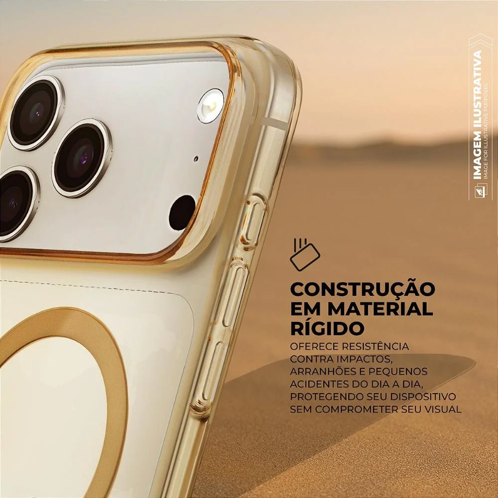 Imagem 3 de 5 do produto Capa Case Capinha Para Iphone 17 Pro Max - Crystal Slim Magsafe - Não Amarela - Desert - Gshield