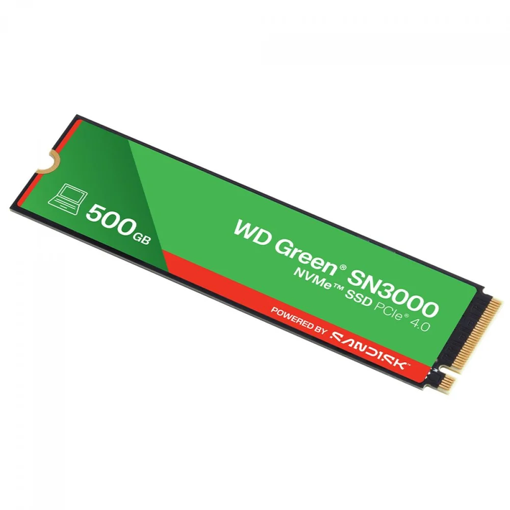 Imagem 3 de 5 do produto SSD Wd Green Sn3000, 500gb, M.2 Nvme, Leitura 5000mb/s E Gravação 4100mb/s, Wds500g4g0e